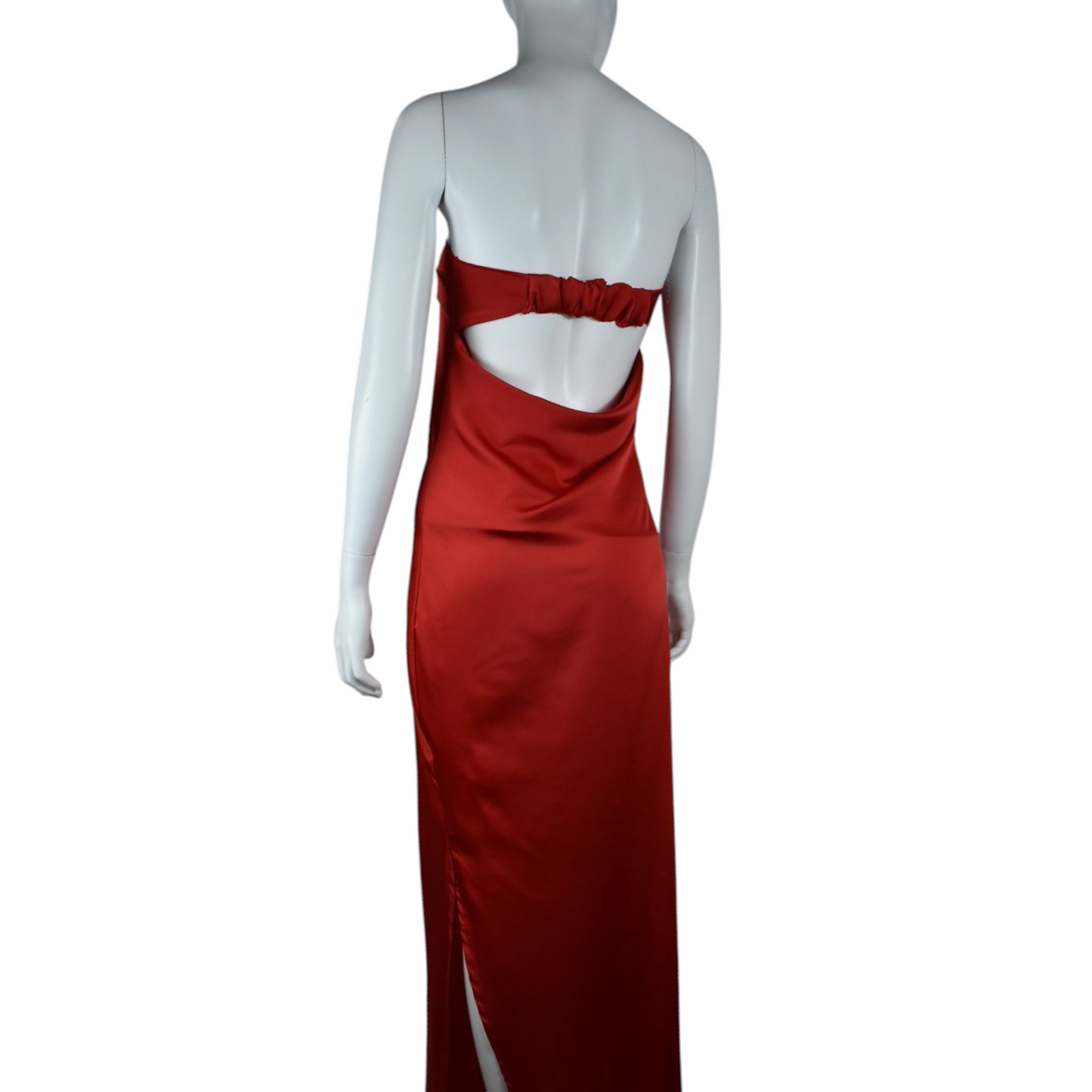 Vestido Maxi Satinado Espalda Descubierta