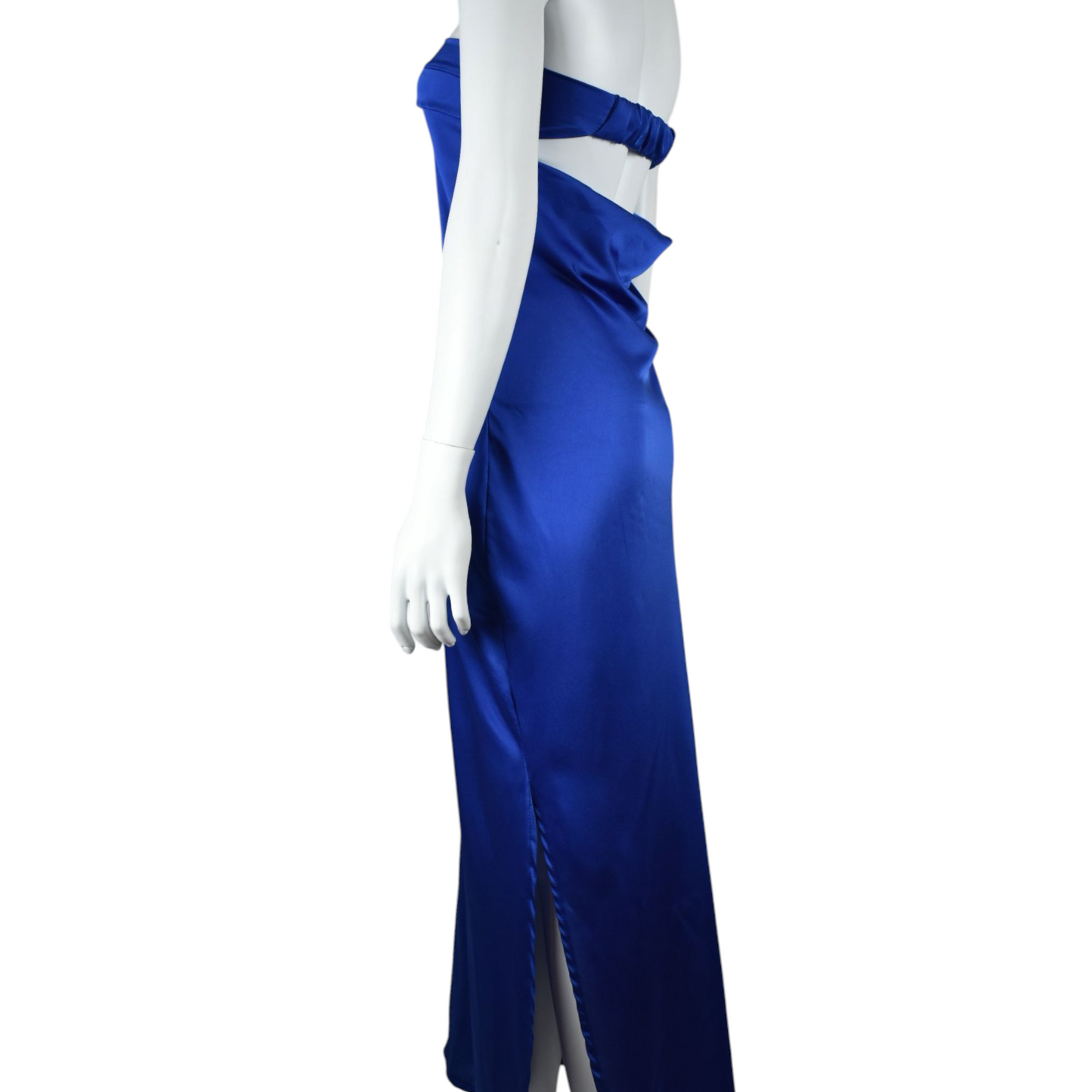 Vestido Maxi Satinado Espalda Descubierta
