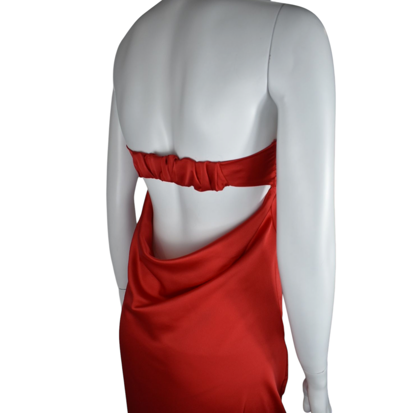 Vestido Maxi Satinado Espalda Descubierta