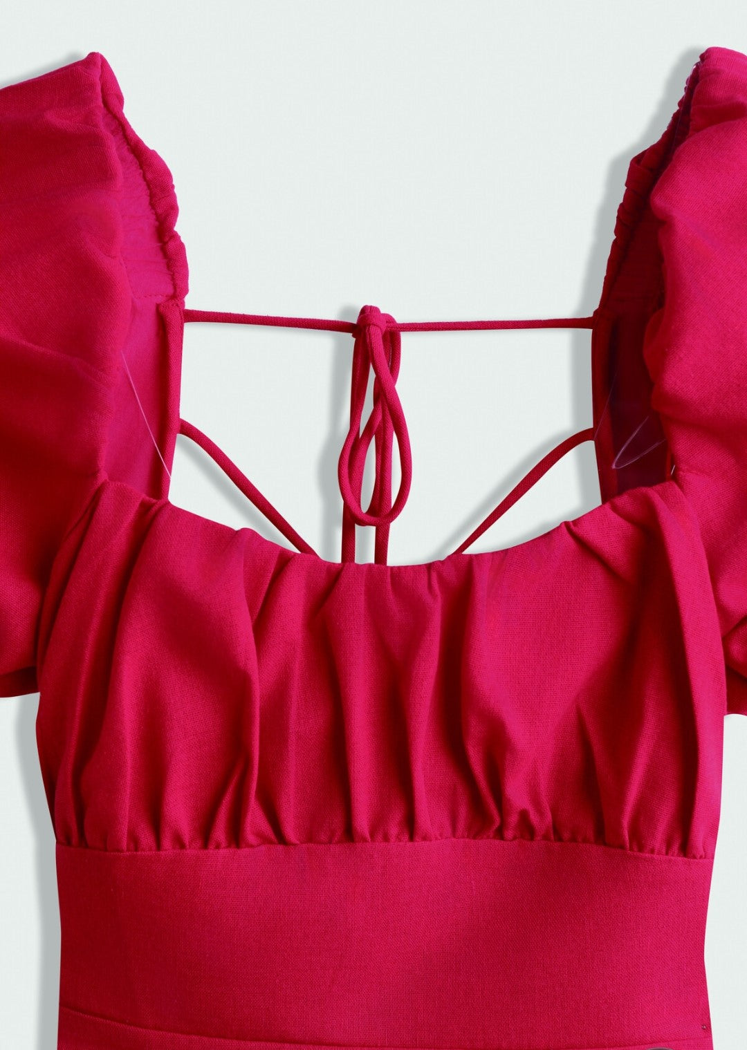 Vestido Rojo Con Mangas Abullonadas