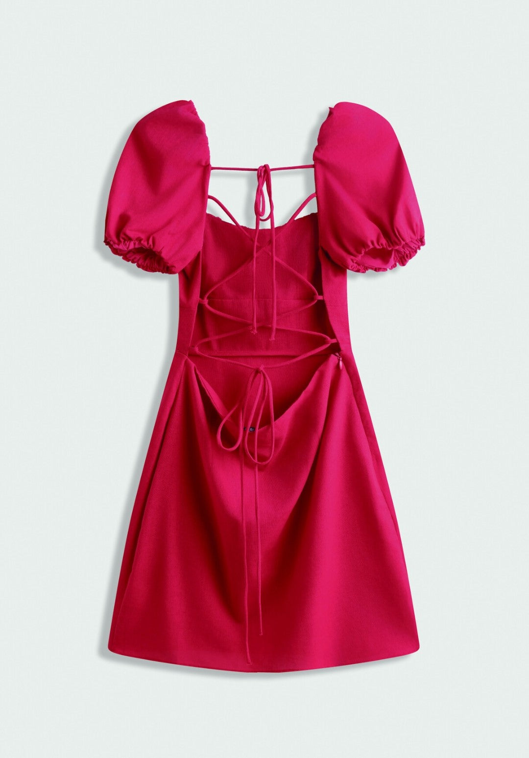 Vestido Rojo Con Mangas Abullonadas