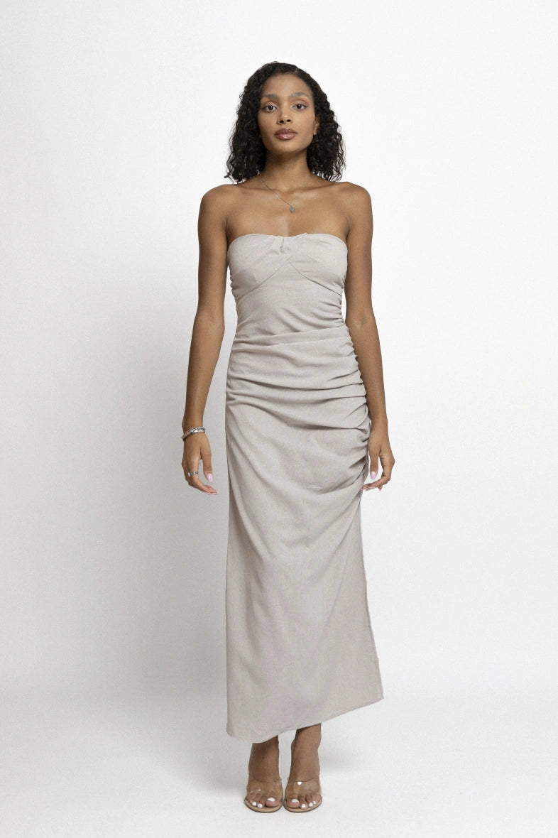 Vestido Gala Taupe
