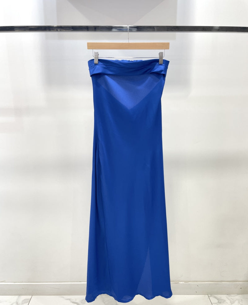 Vestido Maxi Satinado Espalda Descubierta