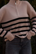 Jersey de rayas con cuello cremallera