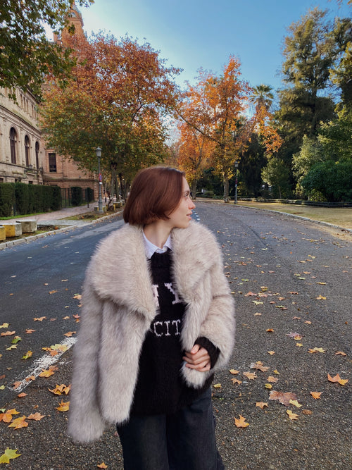 Abrigo de pelo sintético mujer-cálido y elegante