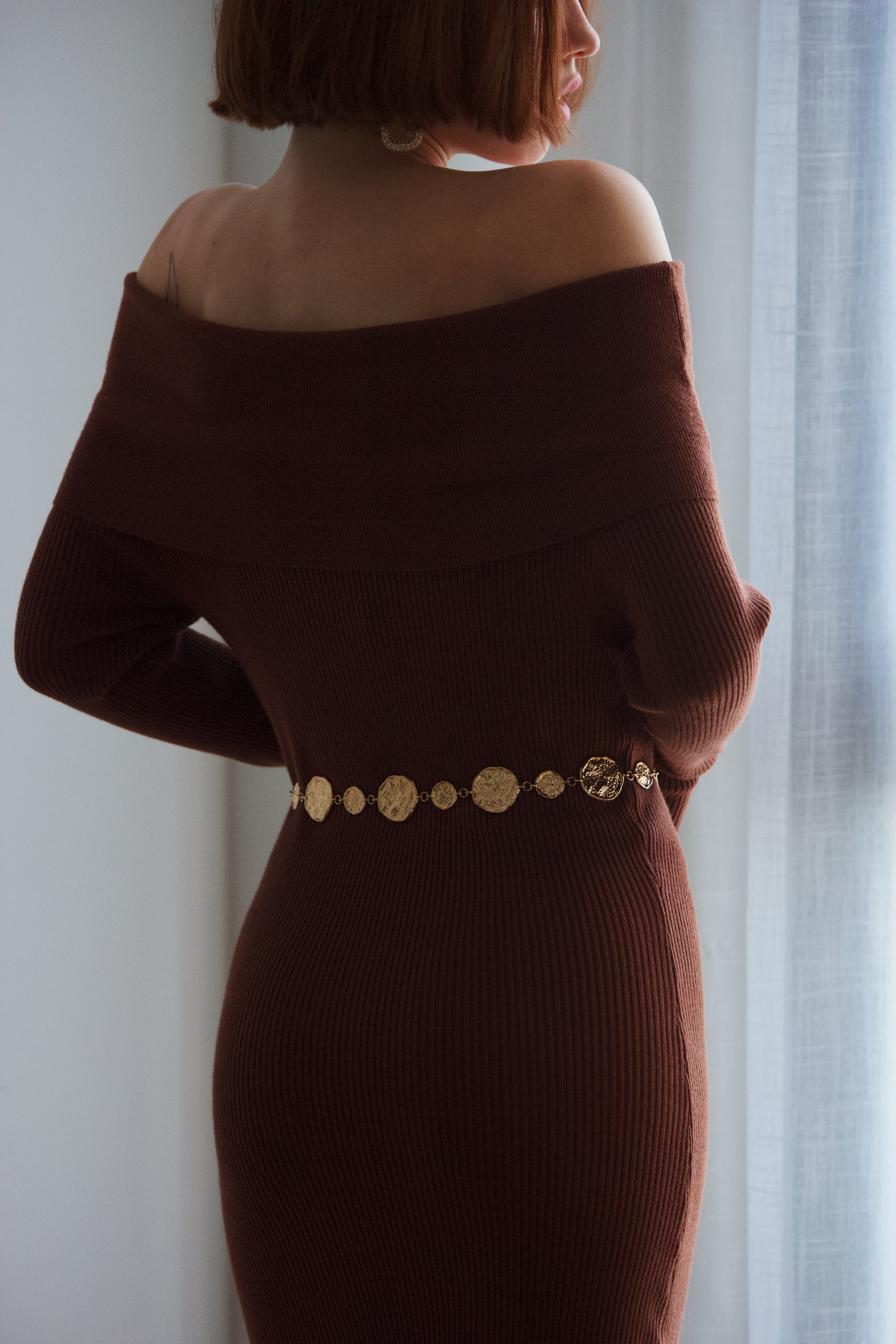 Vestido midi de punto mujer-elegante y favorecedor