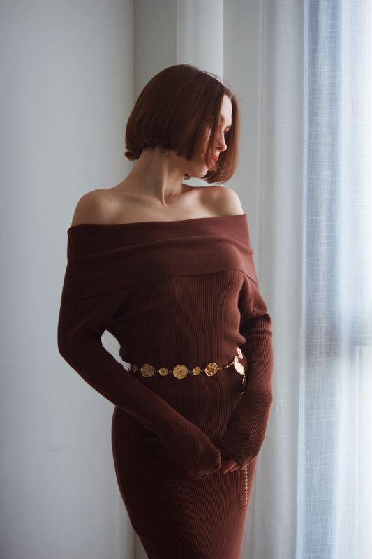 Vestido midi de punto mujer-elegante y favorecedor