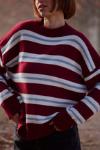 Jersey de punto a rayas burdeos