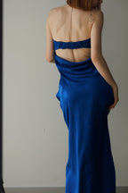 Vestido Maxi Satinado Espalda Descubierta