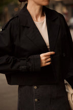 Trench coat negro mujer corto street style comprar online España