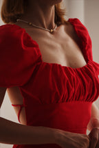 Vestido Rojo Espalda Lazos