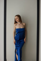 Vestido Maxi Satinado Espalda Descubierta