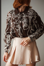 Camisa bordada chocolate