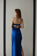 Vestido Maxi Satinado Espalda Descubierta