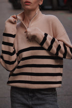 Jersey de rayas con cuello cremallera