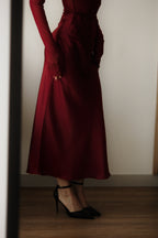 Falda Satinada Vino