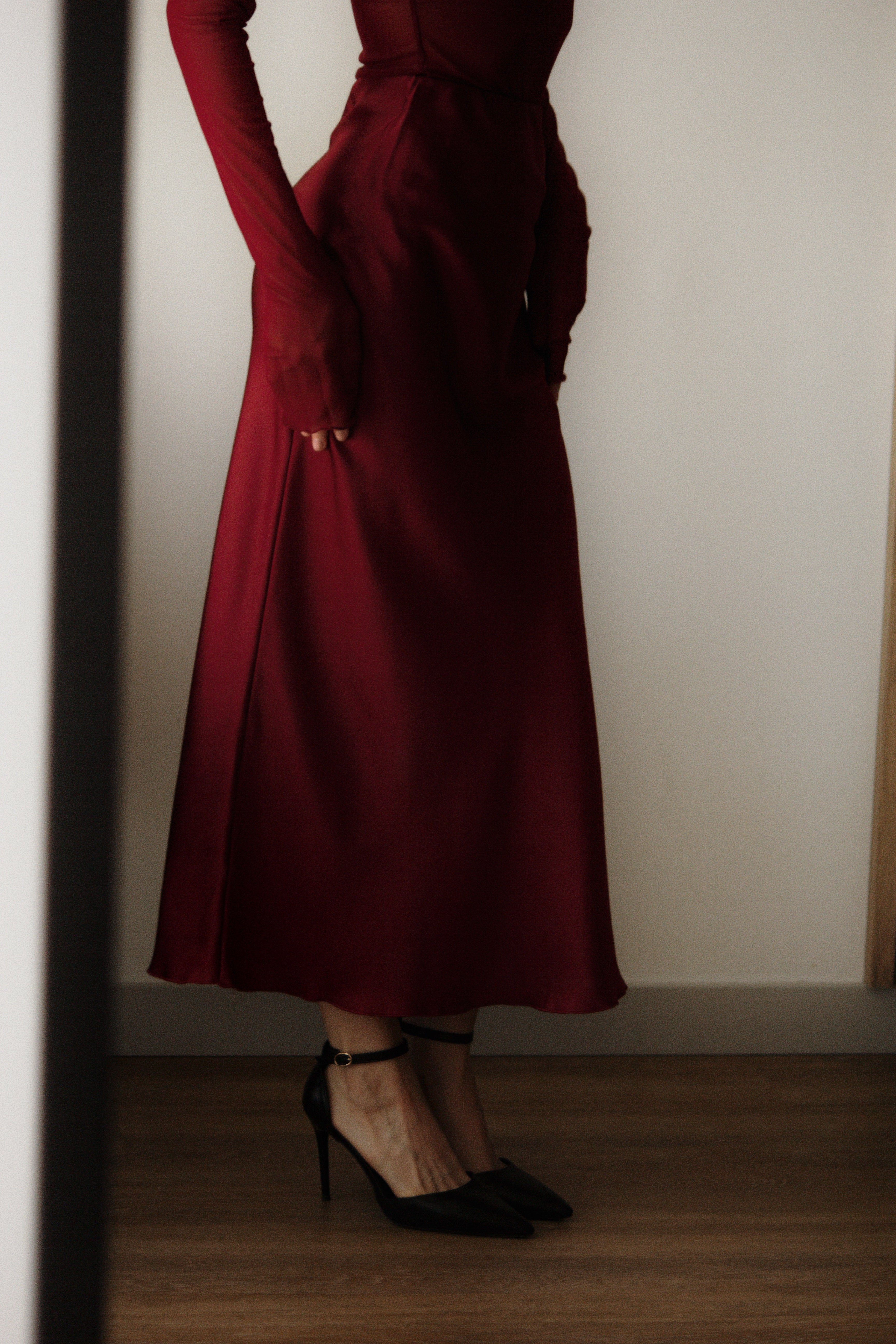 Falda Satinada Vino
