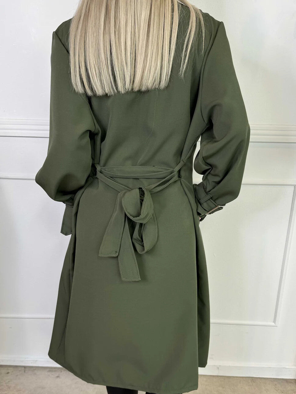 Gabardina fluida verde caqui
