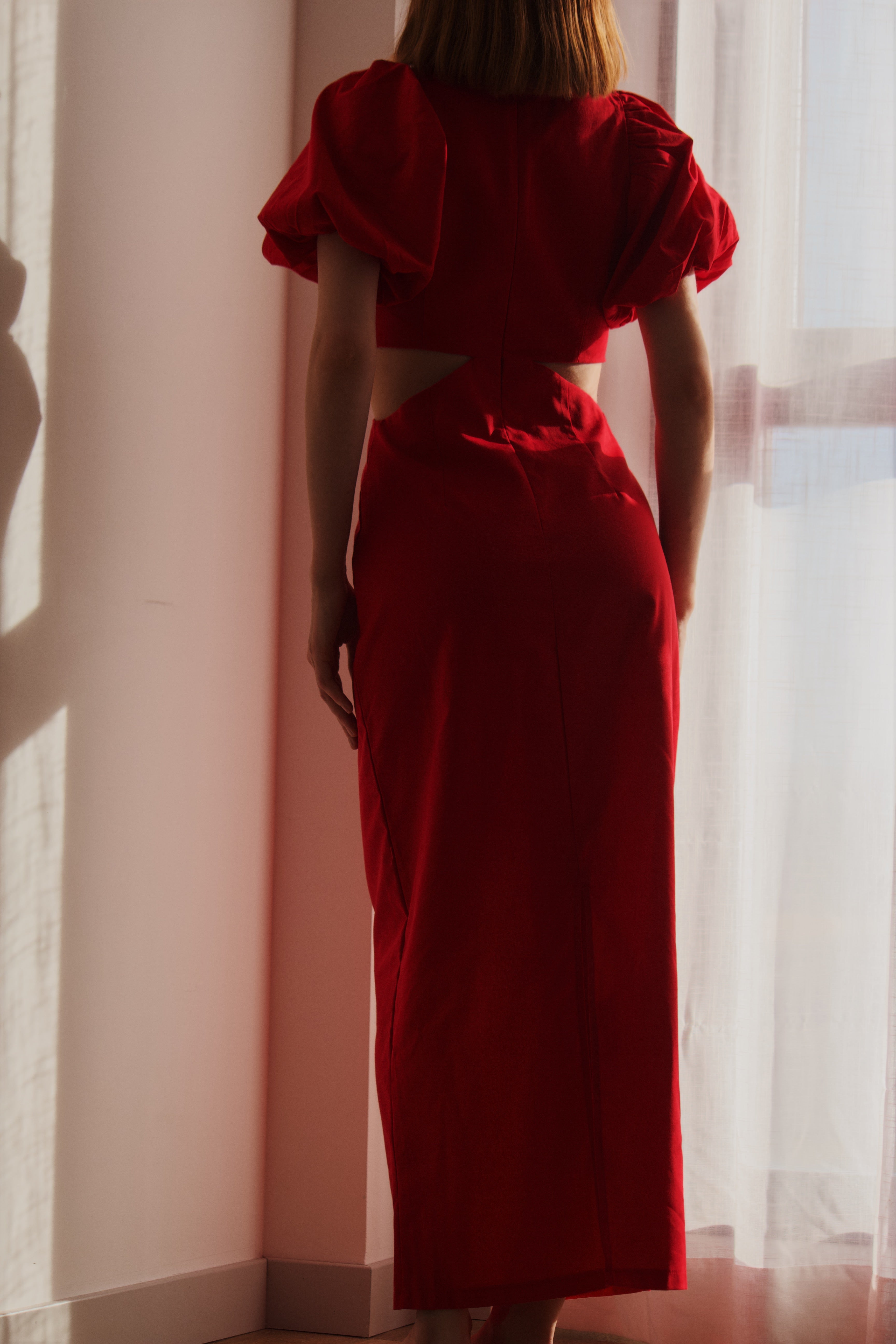 Vestido midi en Rojo