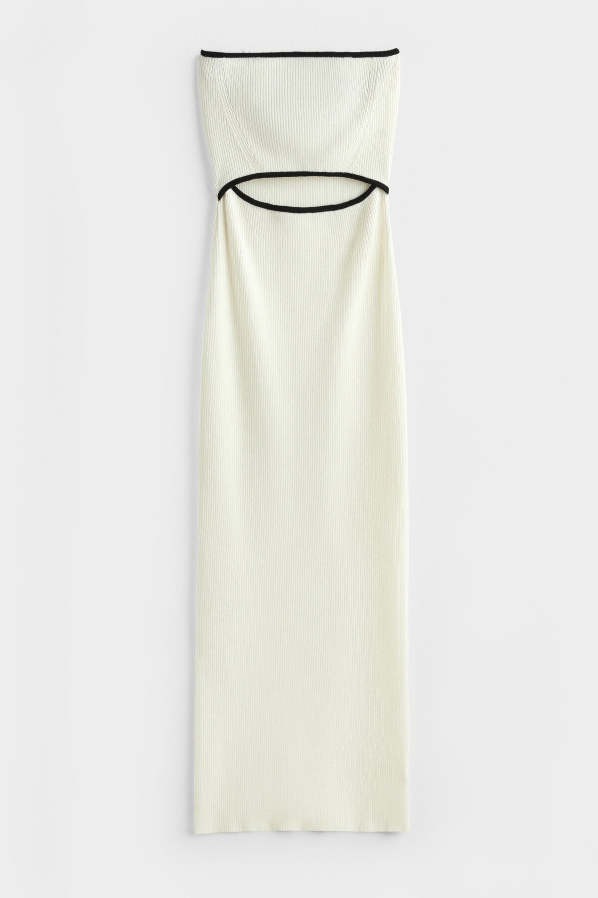 Vestido ajustado blanco mujer abertura cintura ribete negro tendencia 206